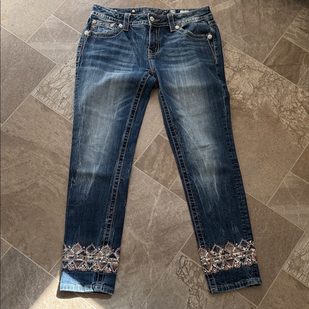Miss me size 29 signature cuffed skinny bling jeans size 27 inseam like new